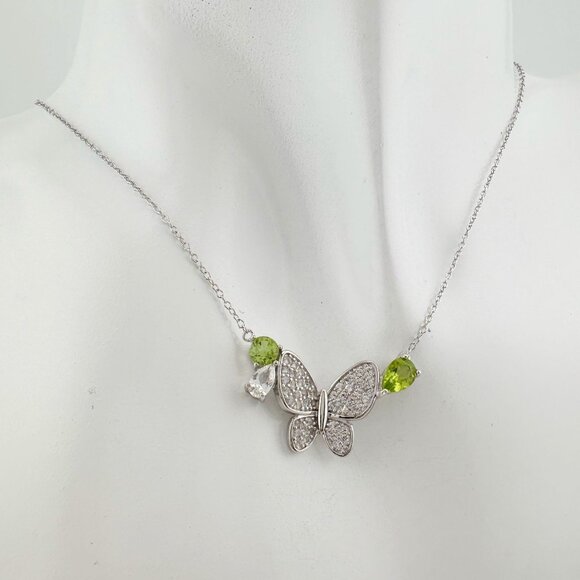 Natural Peridot Butterfly Necklace - Picture 5 of 9